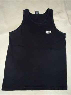 Obey Black Tank Top with White Worldwide Logo